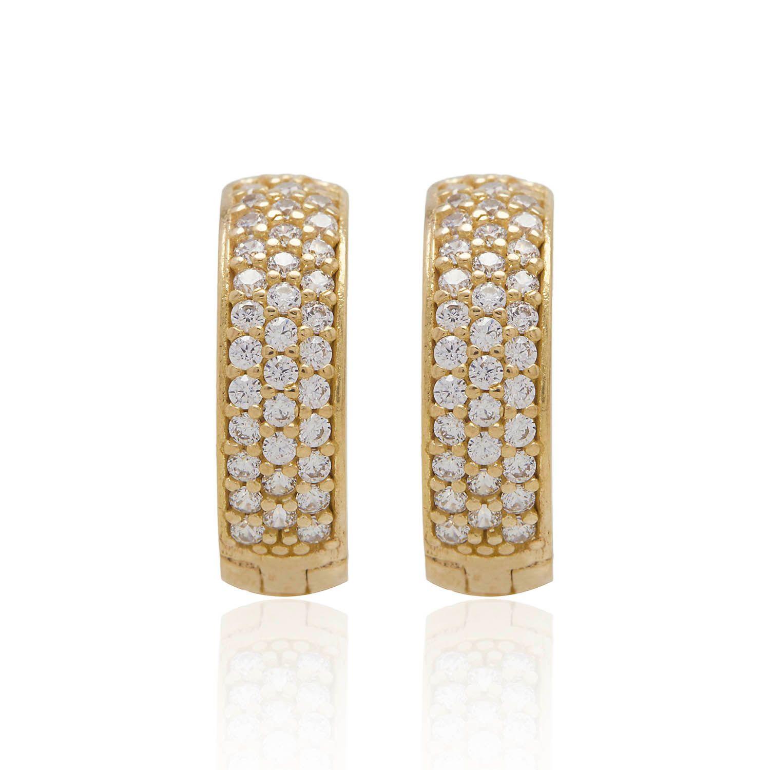 Aros de Oro 18kt Argolla Triple Grifa Circón-0