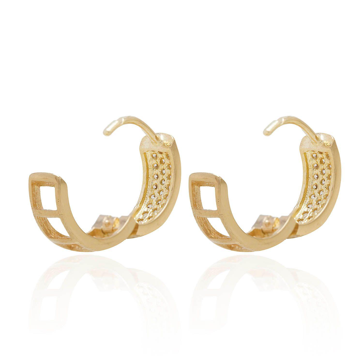 Aros de Oro 18kt Argolla Triple Grifa Circón-1
