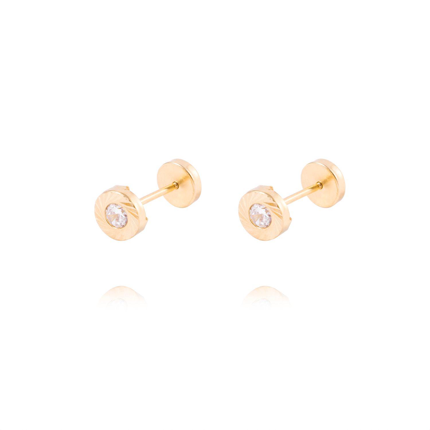 Aros de Oro de 18kt Modelo Satinado con Circón-0