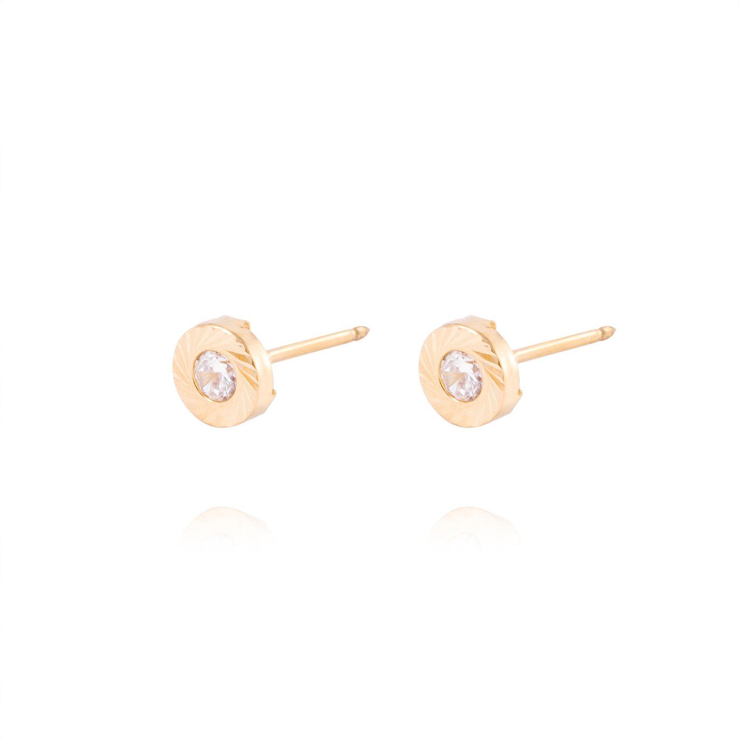 Aros de Oro de 18kt Modelo Satinado con Circón-1