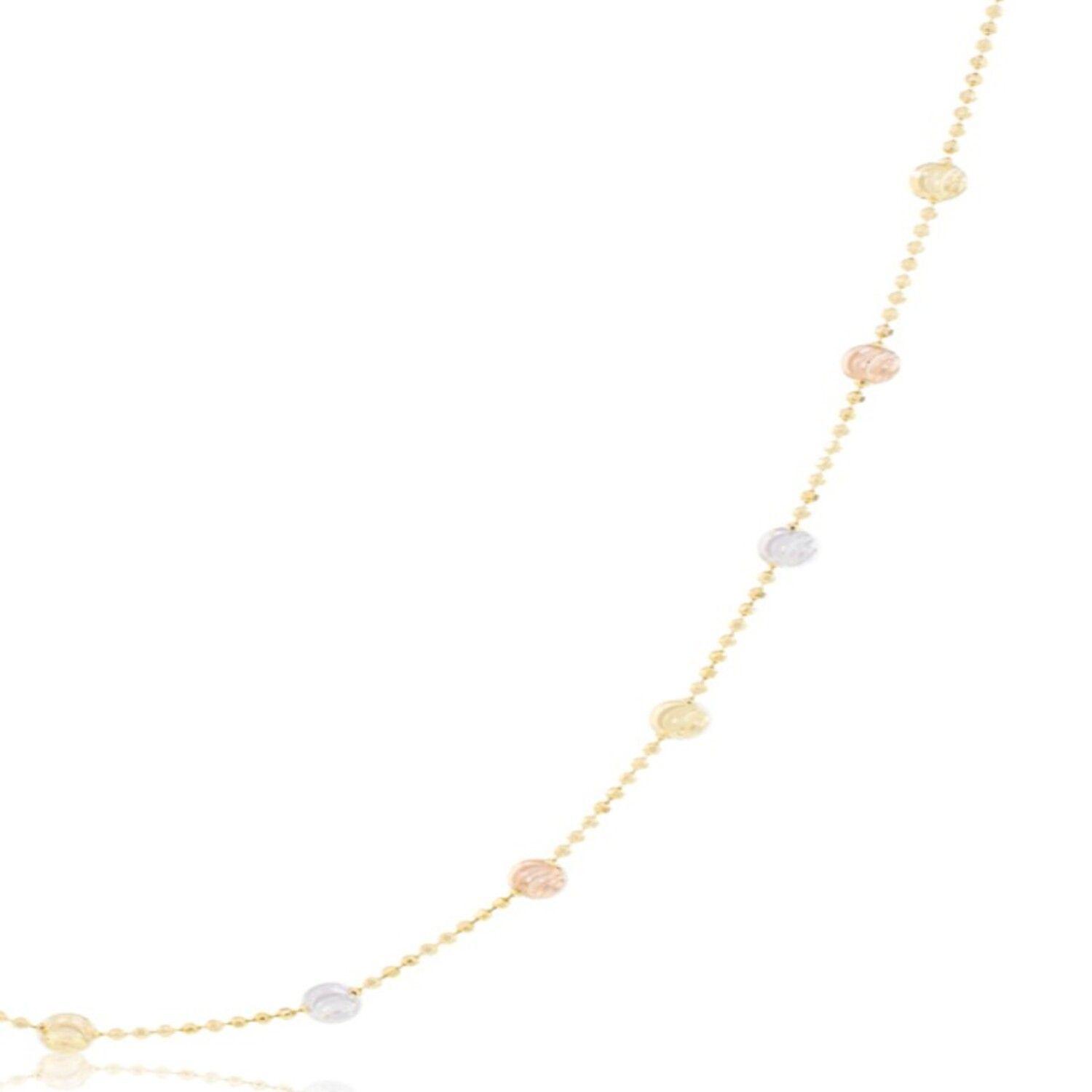 Collar de Oro 18kt Bolita Tricolor-2