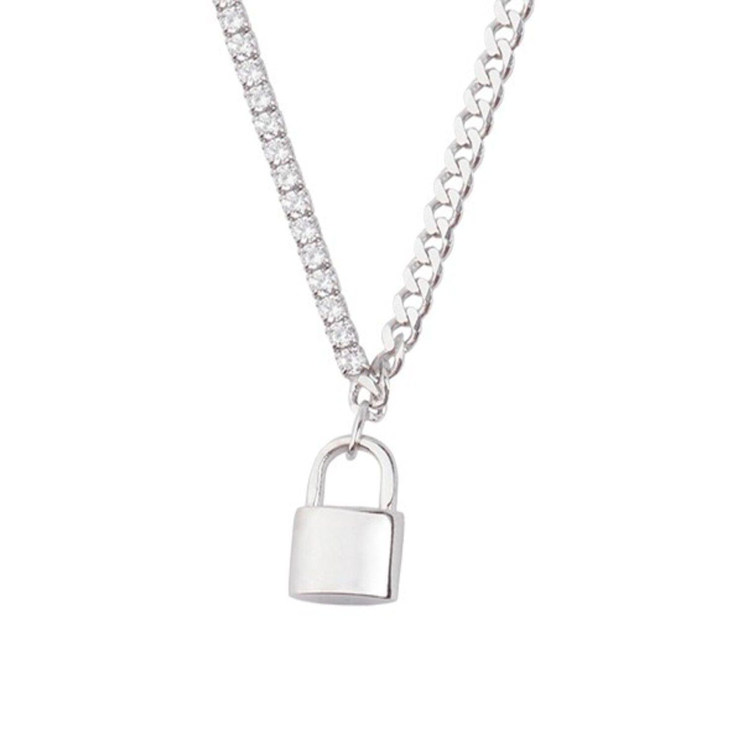 Collar de Plata Esterlina 925 Candado Circon-2
