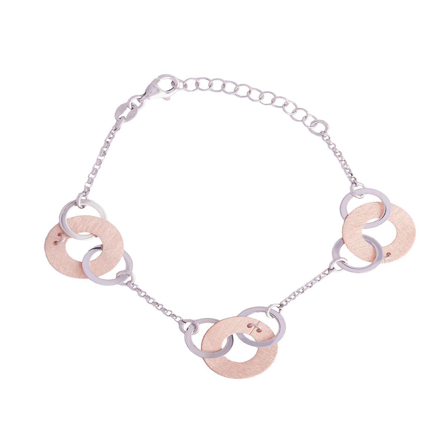 Pulsera de Plata Esterlina 925 Bicolor Argollas-0