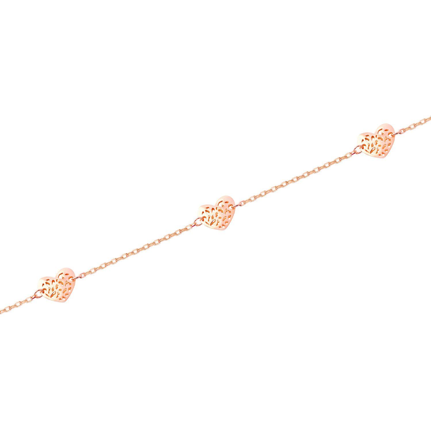 Pulsera Oro Rosa 18kt Corazones Calados-2