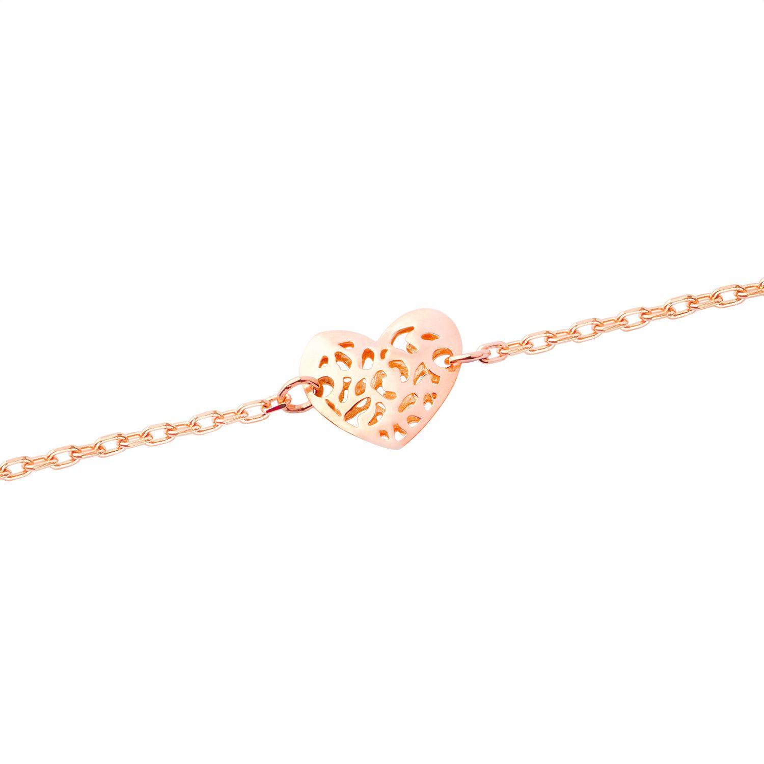 Pulsera Oro Rosa 18kt Corazones Calados-1
