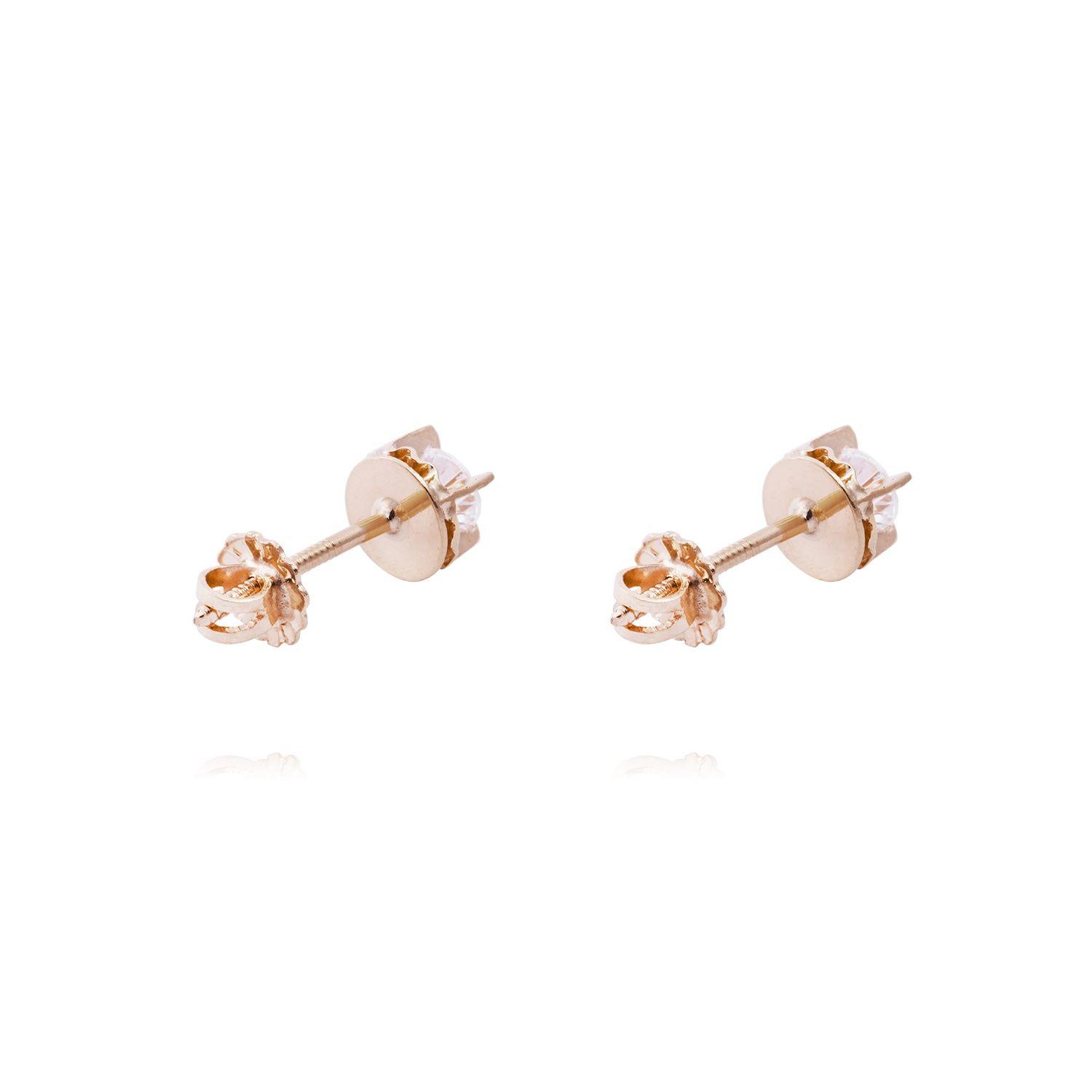 Aros Oro Miel 18kt Chatón Circón 4mm-2