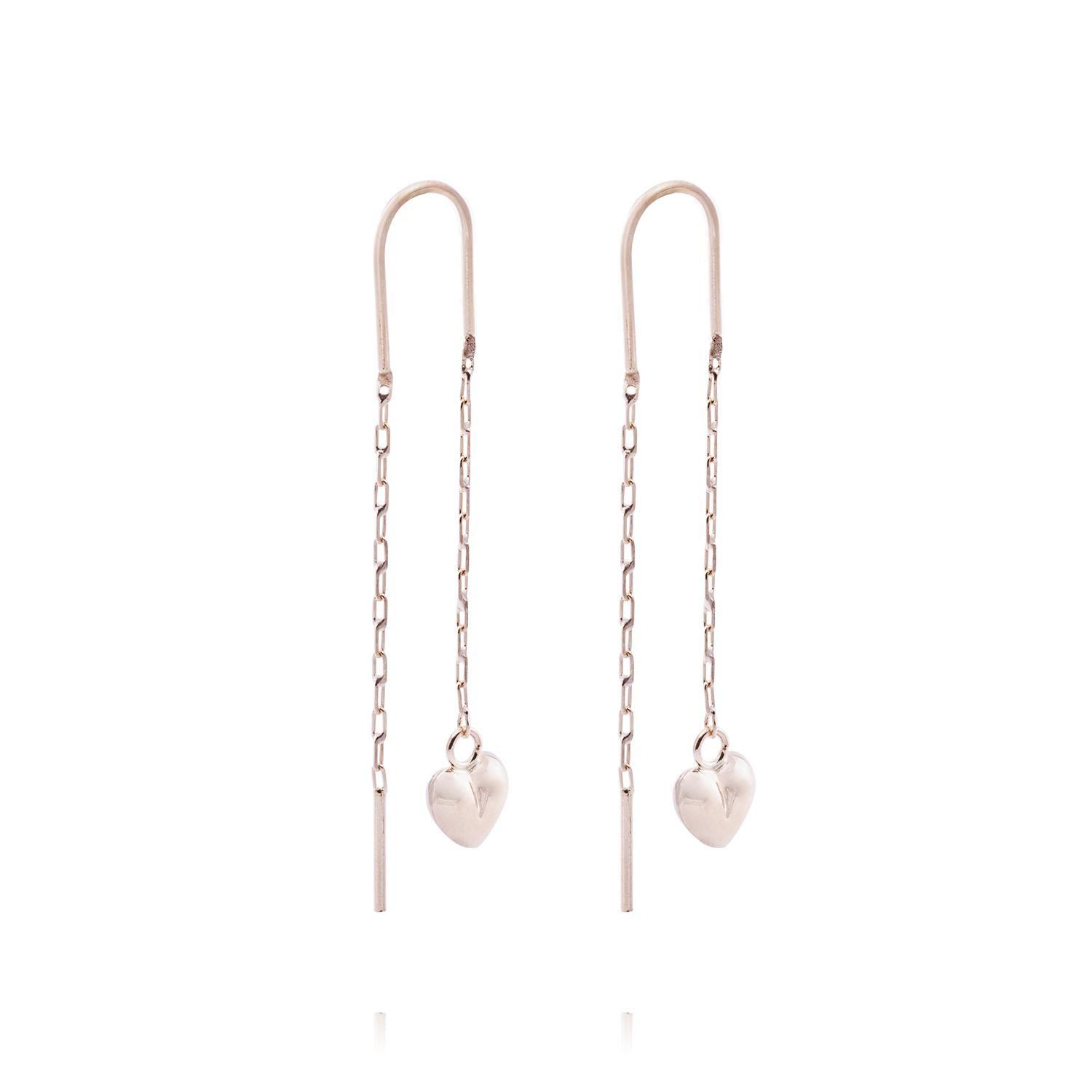 Aros Oro Miel de 18kt  Cadena Corazón-2
