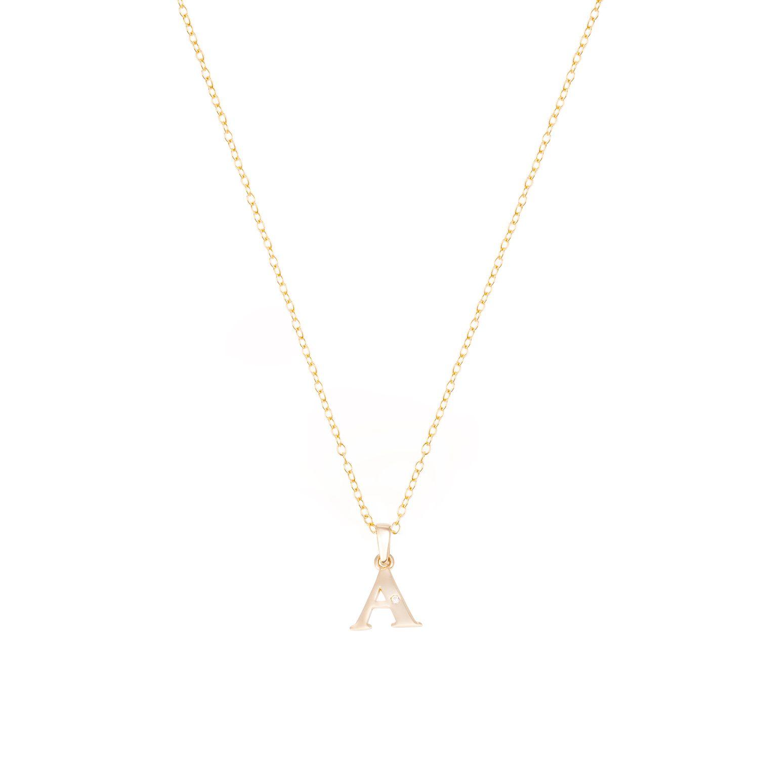 Collar de Oro de 18kt Circonitas letra A-2