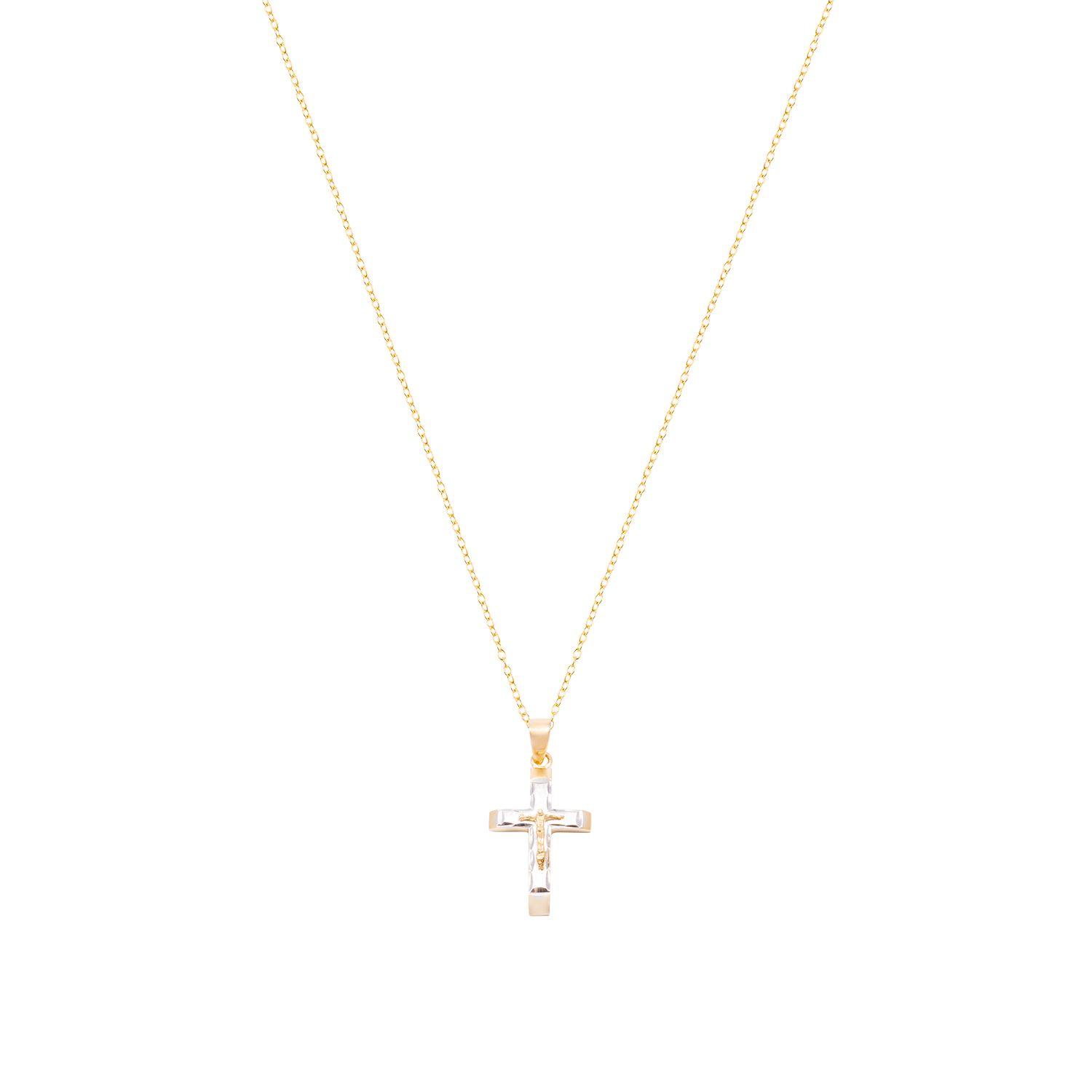 Colgante de Oro 18kt Modelo  Crucifijo Bicolor-2