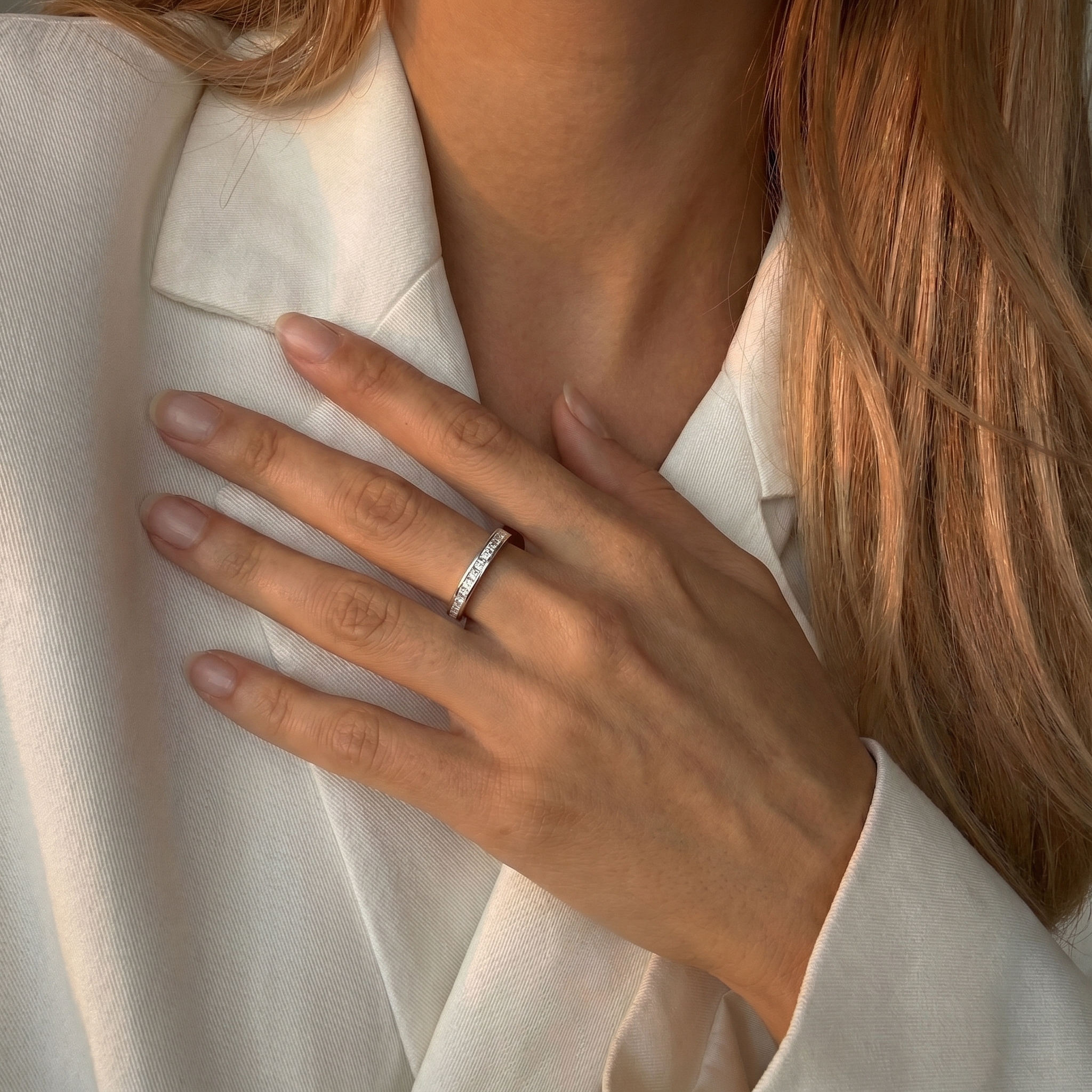 Anillo Compromiso Oro Blanco 18kt Riel 10 Pts-3