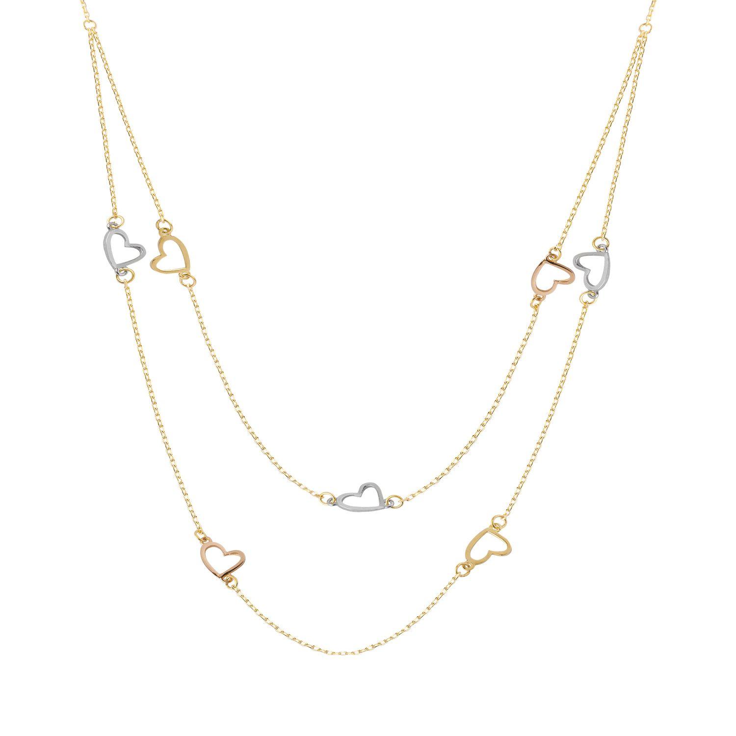 Collar de Oro 18kt Doble Cadena Corazon-0