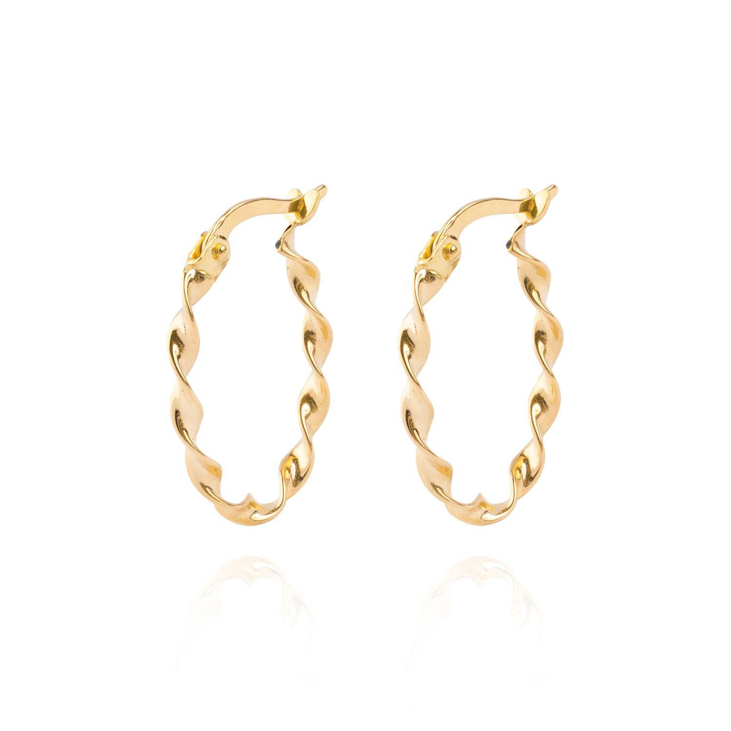 Aros de Oro de 18kt Argollas ovaladas espiral-0