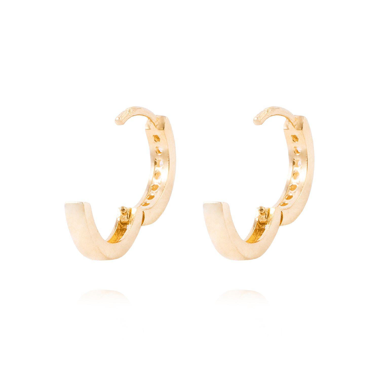 Aros de Oro 18kt Argollas Con Circonitas en Riel-2