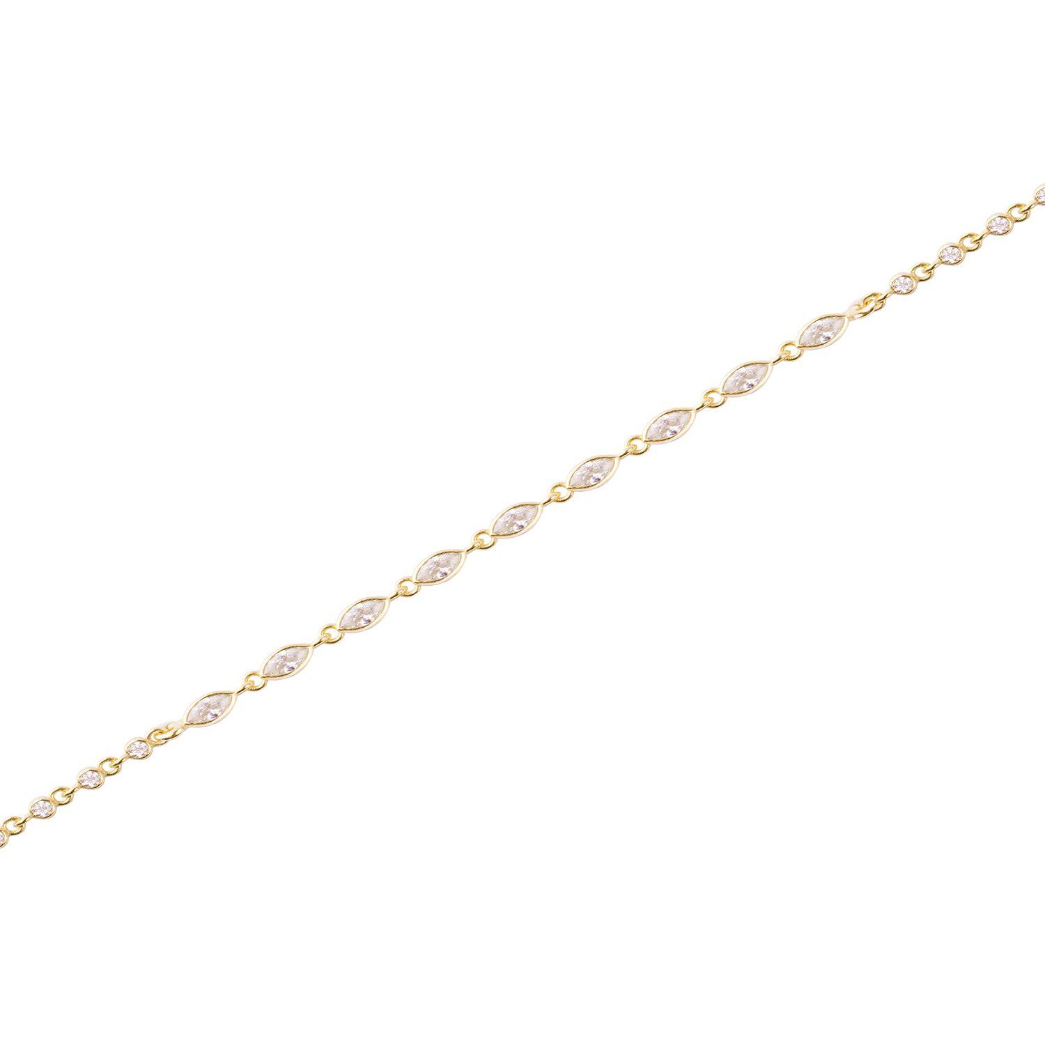 Pulsera Plata Esterlina 925 Circonita Revestido en Oro 18kt-0