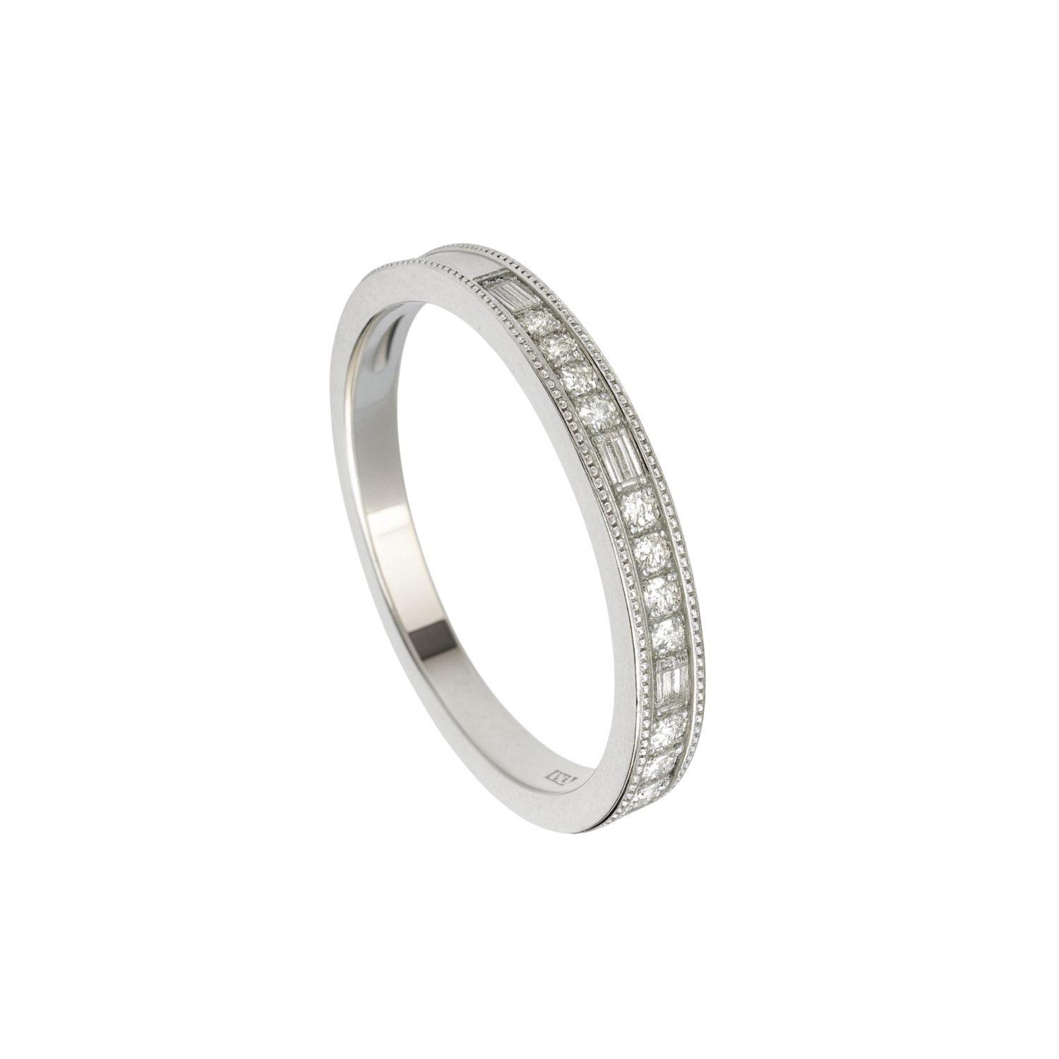 Anillo Plata Esterlina 925 Cintillo Baguette con Circonita-2