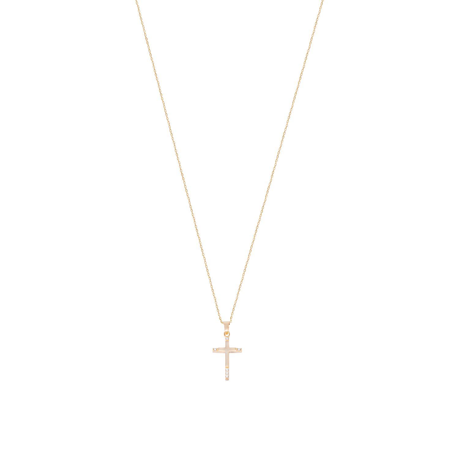 Colgante Oro Amarillo 18kt Cruz 6 Circonitas-2
