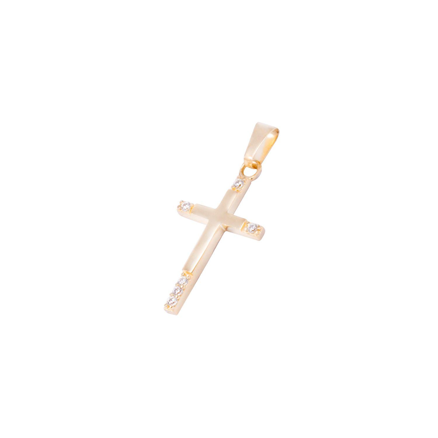 Colgante Oro Amarillo 18kt Cruz 6 Circonitas-0