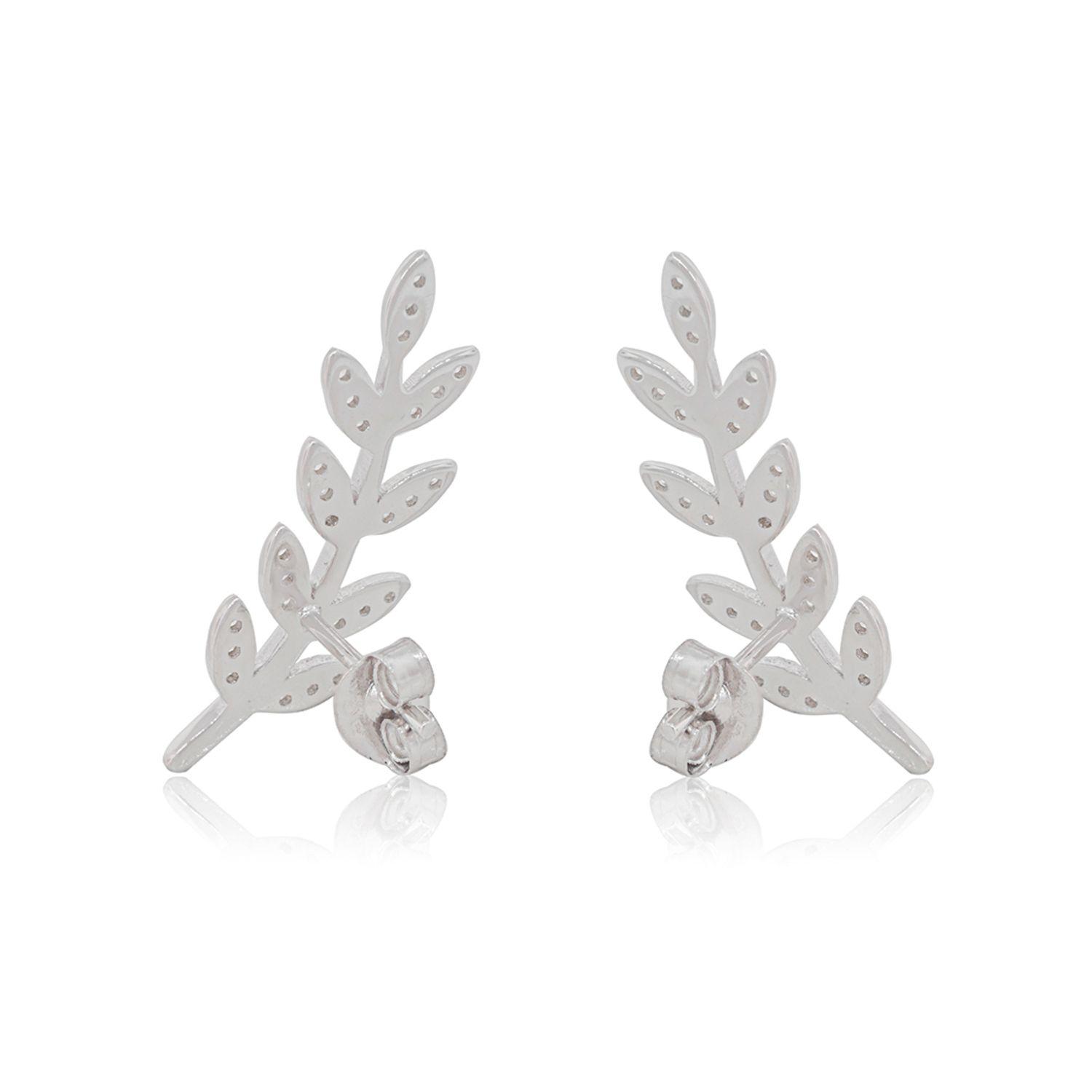 Aros de Plata Esterlina 925 Espiga Circon-1