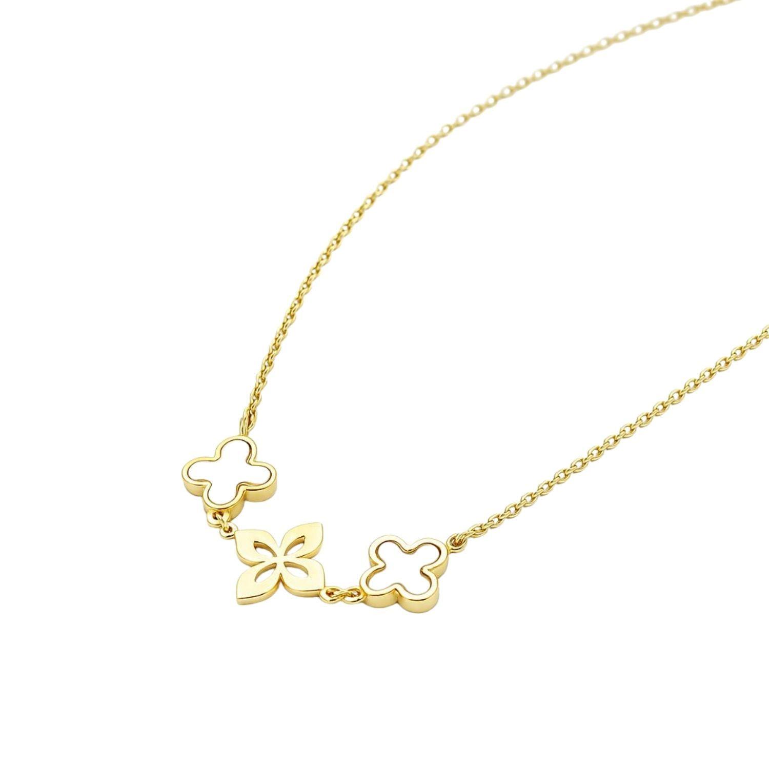 Collar Oro Amarillo 18kt Trébol Nacar-2