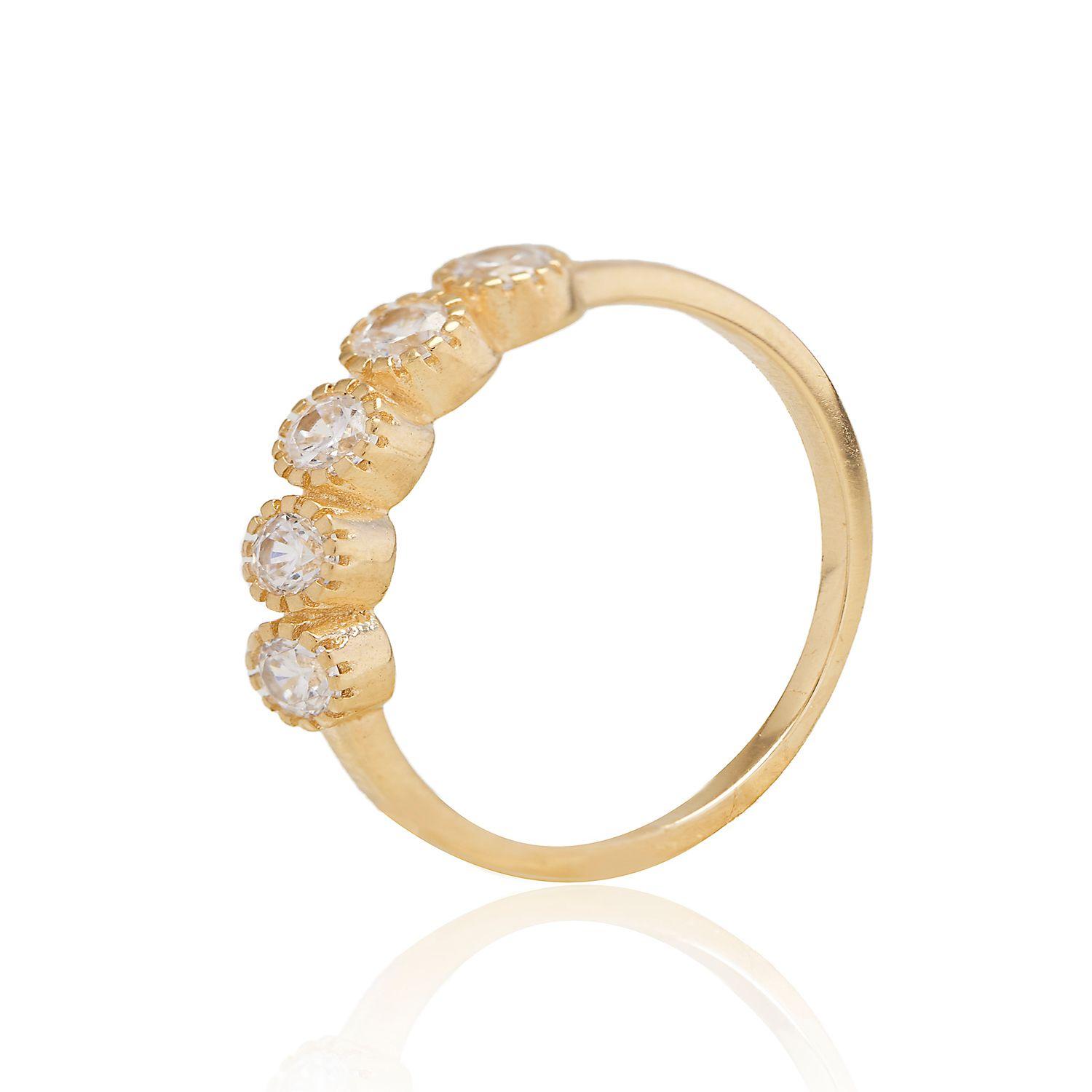 Anillo Compromiso de Oro 18Kt Medio Cintillo 5 Circones-0