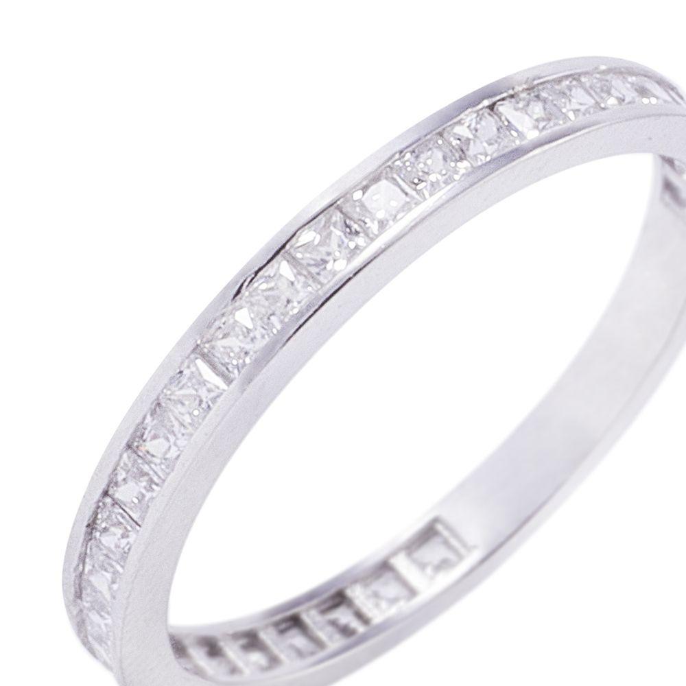 Anillo Compromiso de Oro 18Kt Modelo Riel con Circones Corte Princesa-1