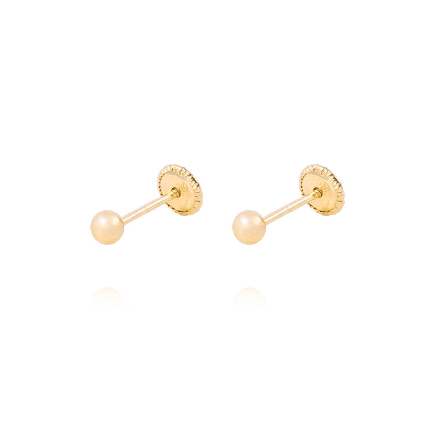 Aros de Oro 14KT Bolita Solida 3mm-0