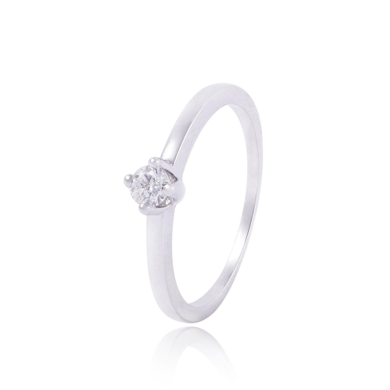 Anillo Solitario Oro Blanco 18Kt Diamante 15 Puntos-0