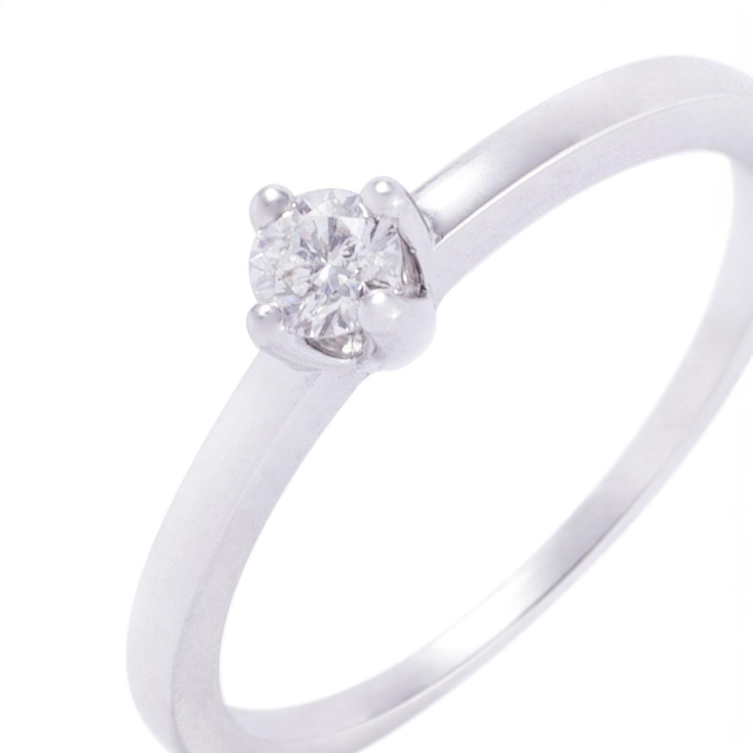 Anillo Solitario Oro Blanco 18Kt Diamante 15 Puntos-1