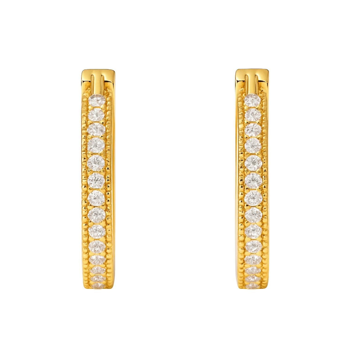 Aros Revestidos en Oro 18kt Argollas Medianas con Circonita-0