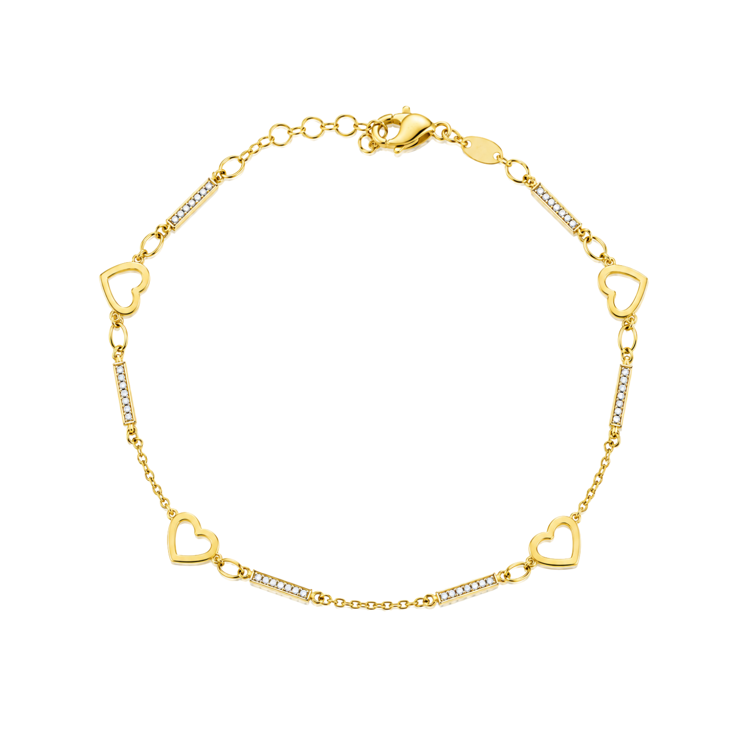 Pulsera de Oro 18kt Barra Circon-0