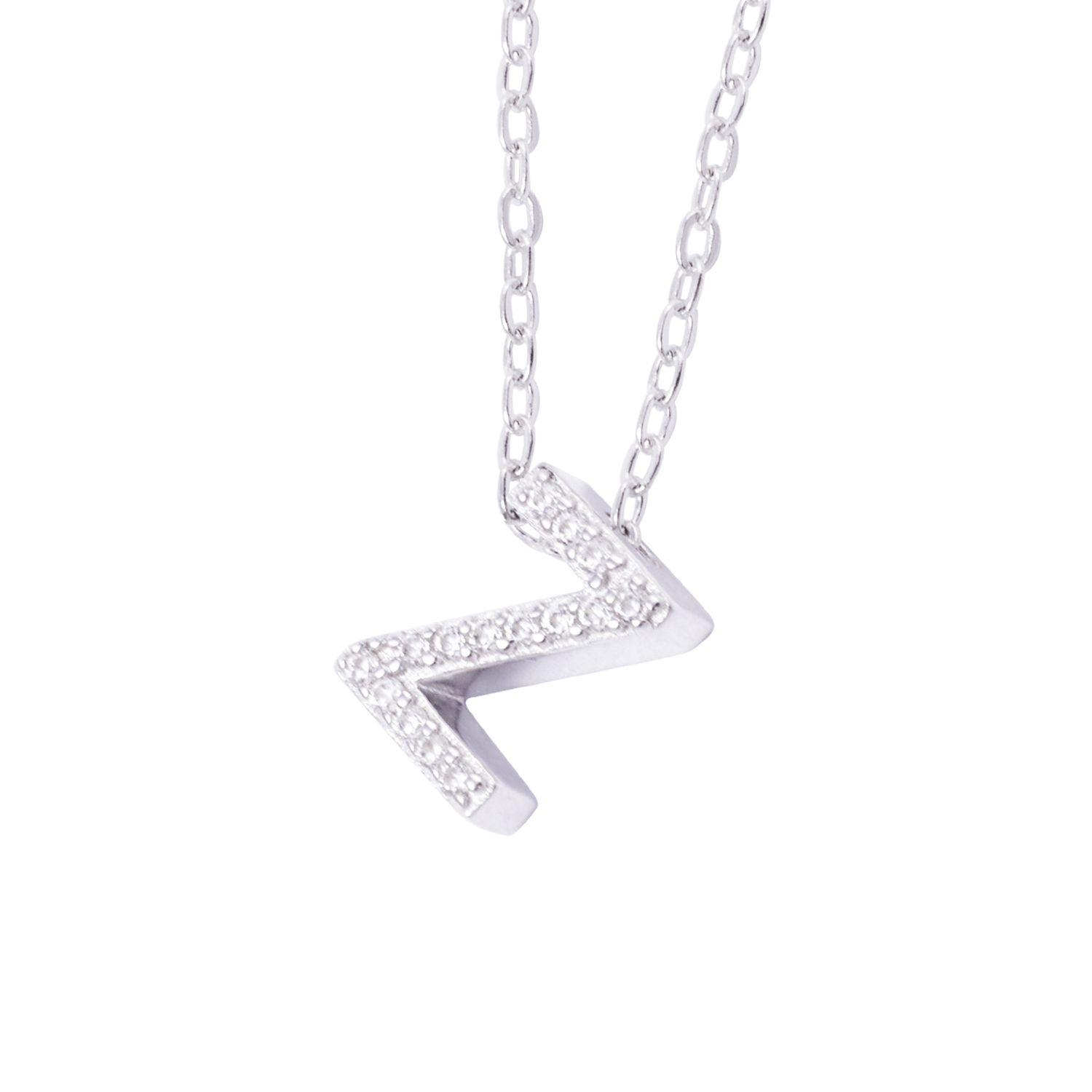Collar de Plata Esterlina 925 Dije Letra Z Circón-2