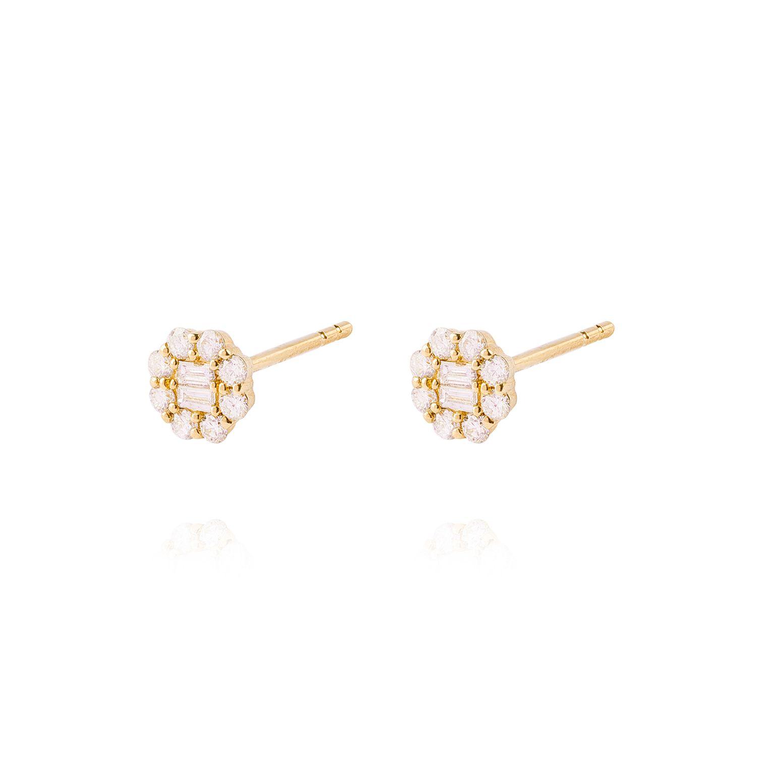 Aros Oro Amarillo 18kt Roseta de Diamantes 27 Pts-2