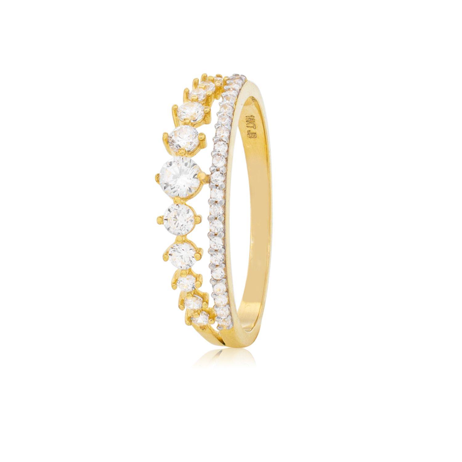 Anillo de Oro Amarillo 18kt Corona Doble Circonitas-0