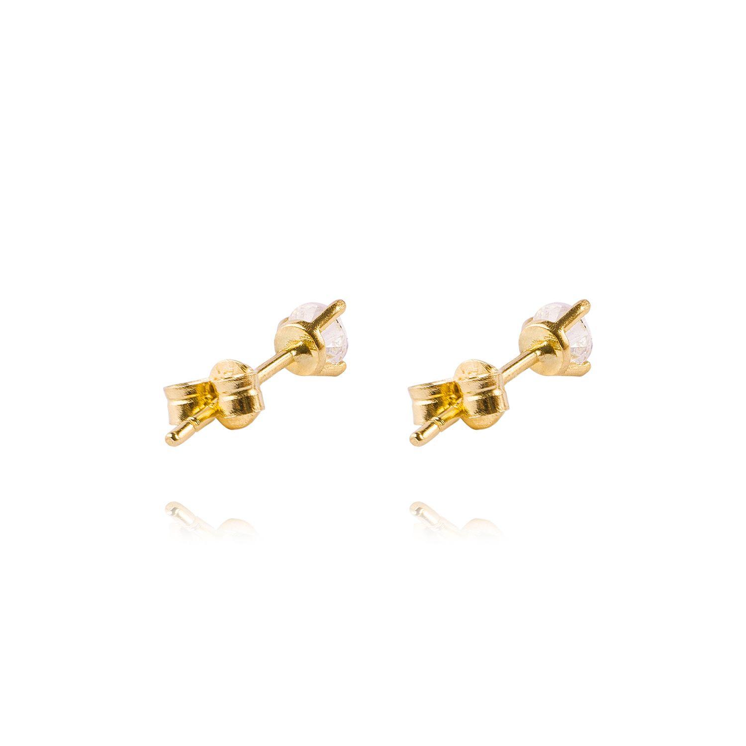 Aros de Oro 18kt Circonita 3mm Tres Grifas-2