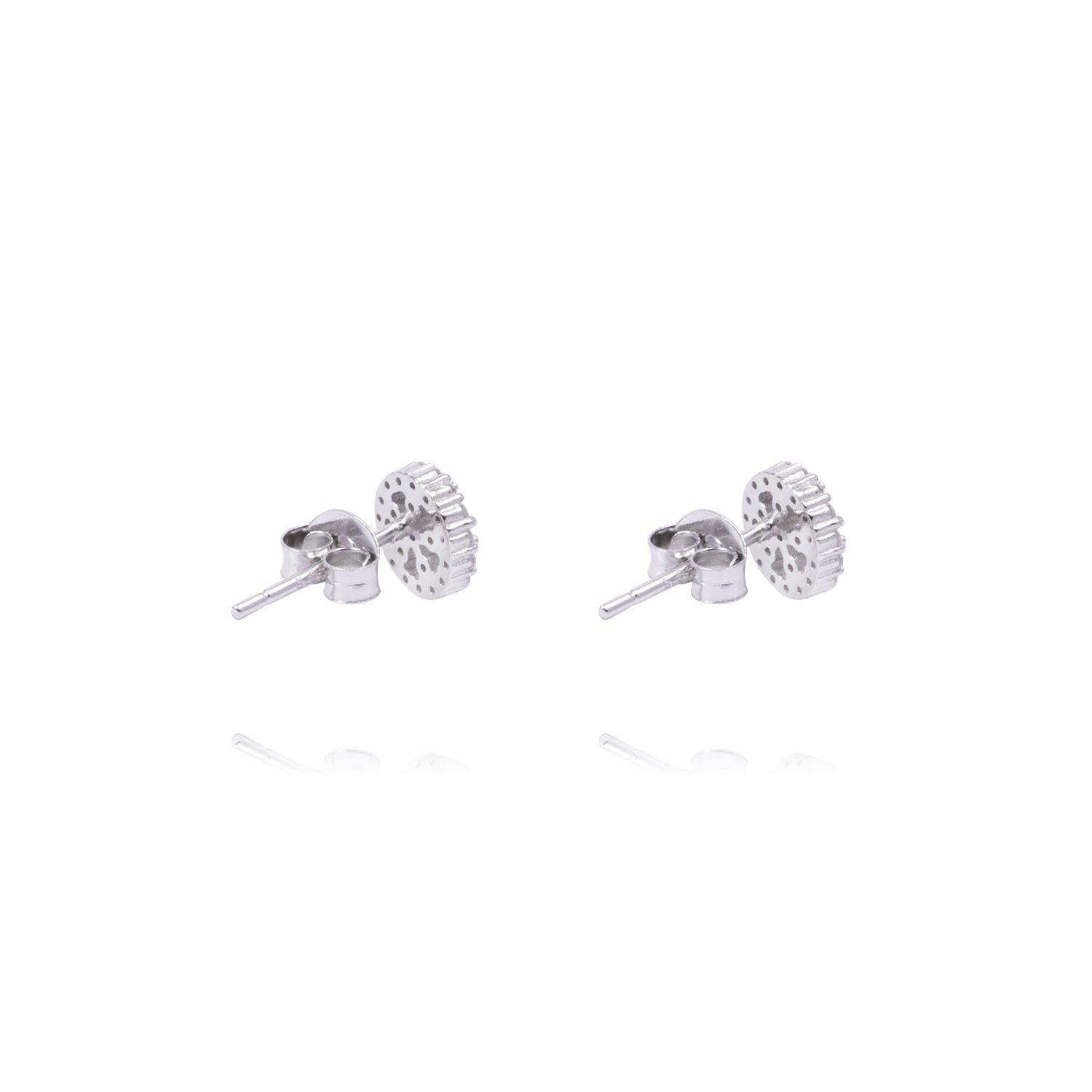 Aros Plata Esterlina 925 Flores con Circonitas-2