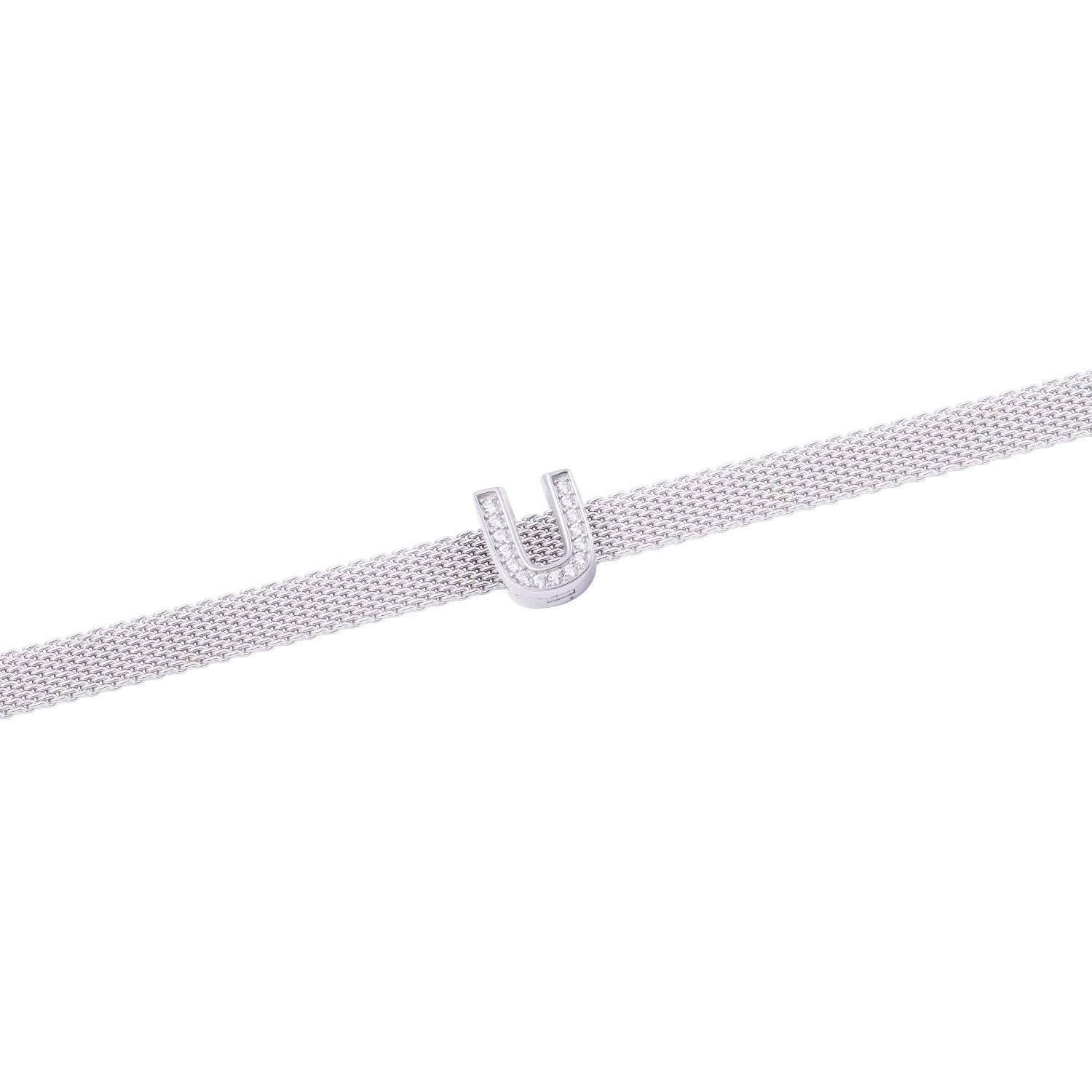 Dije de Plata broche Letra U con Circonita-2