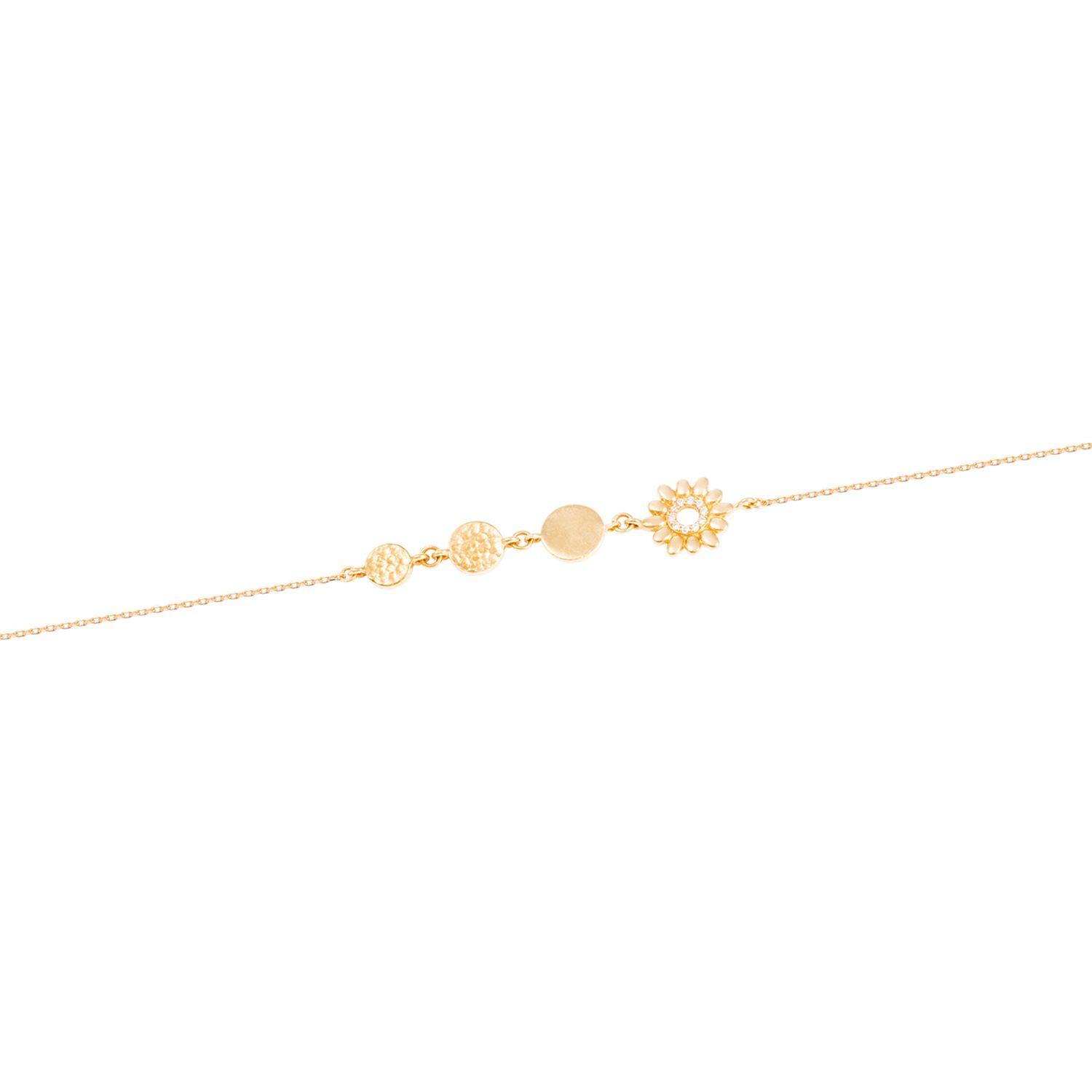Pulsera de Oro Amarillo 18kt Flor con Diamantes 3Pts-0