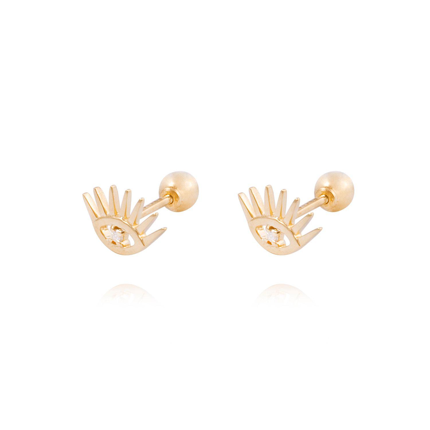Aros de Oro 18kt Ojo con brillantes-0