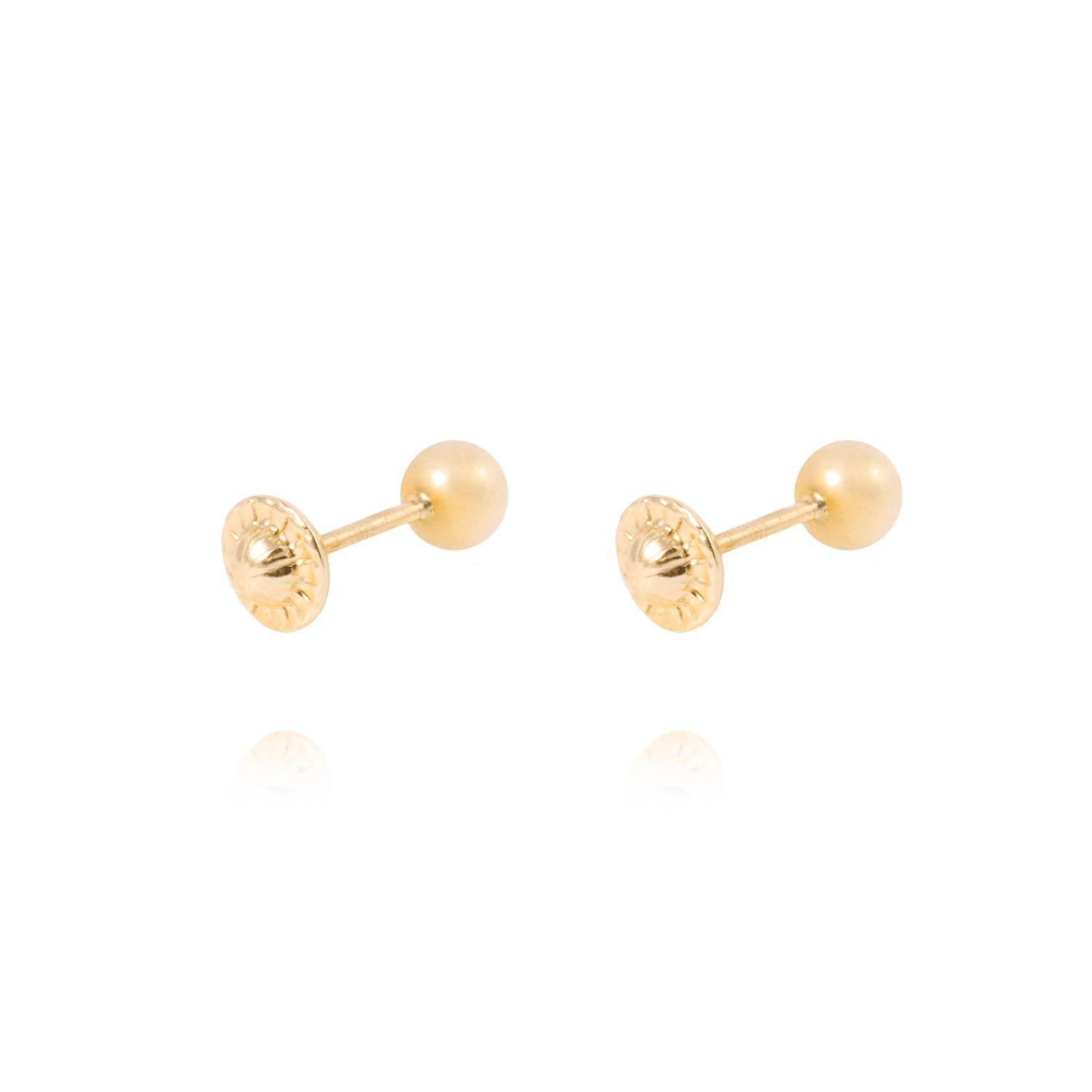 Aros de Oro 9kt Bolita Solida 4mm-2