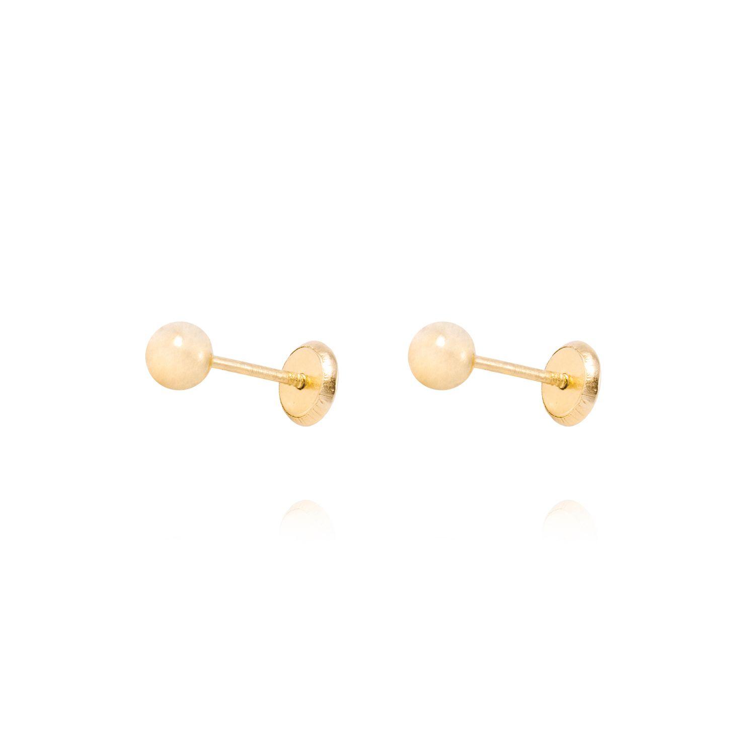 Aros de Oro 9kt Bolita Solida 4mm-0