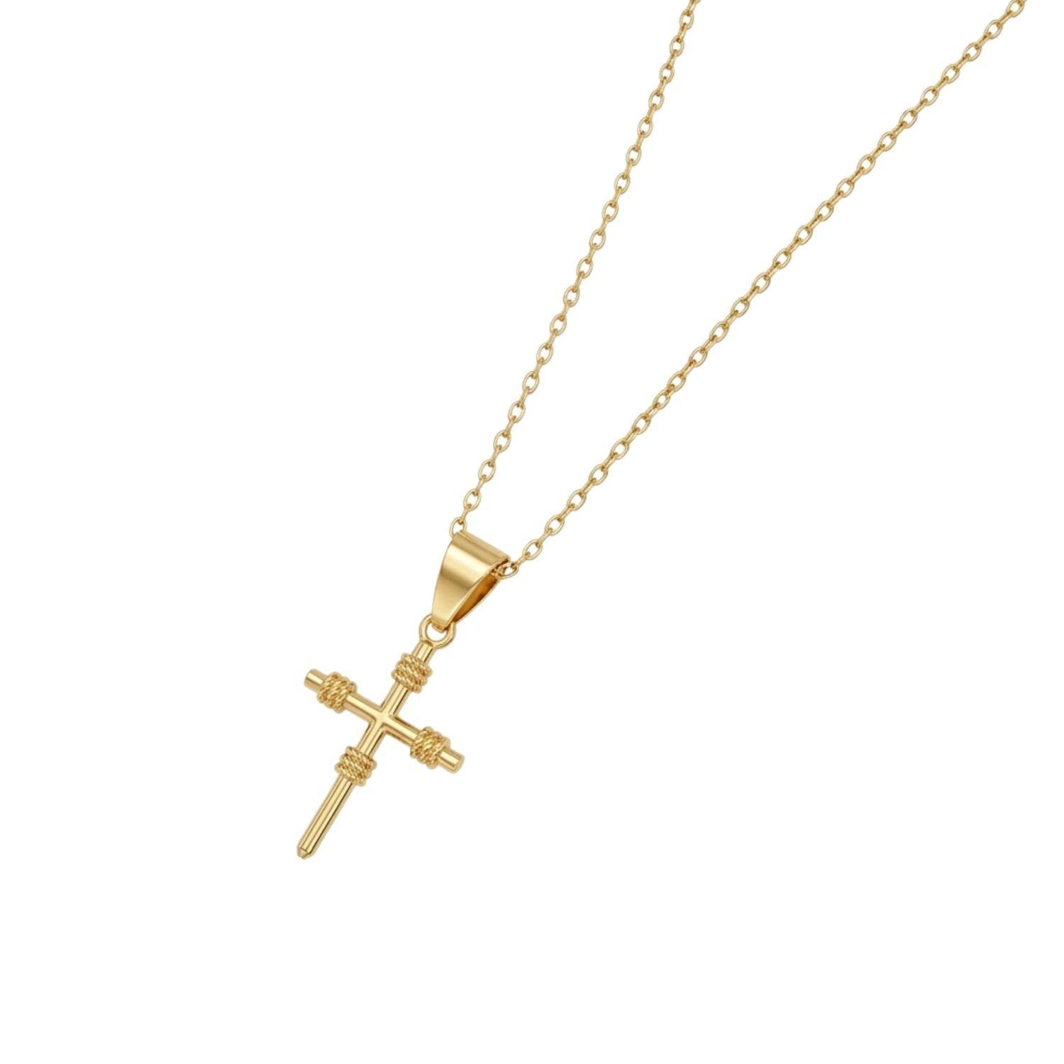 Colgante de Oro Miel 18kt Cruz Mediana-1