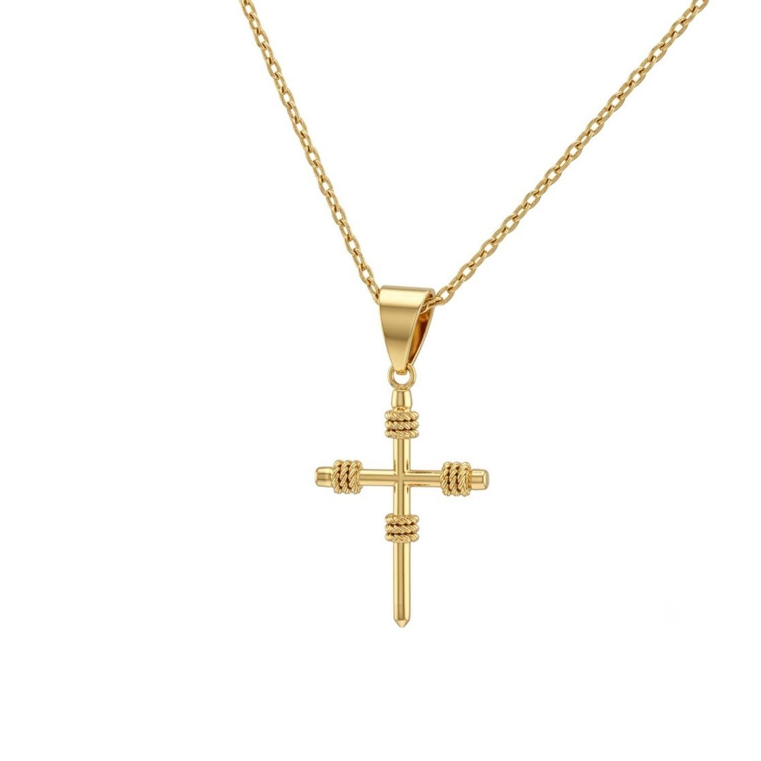 Colgante de Oro Miel 18kt Cruz Mediana-2