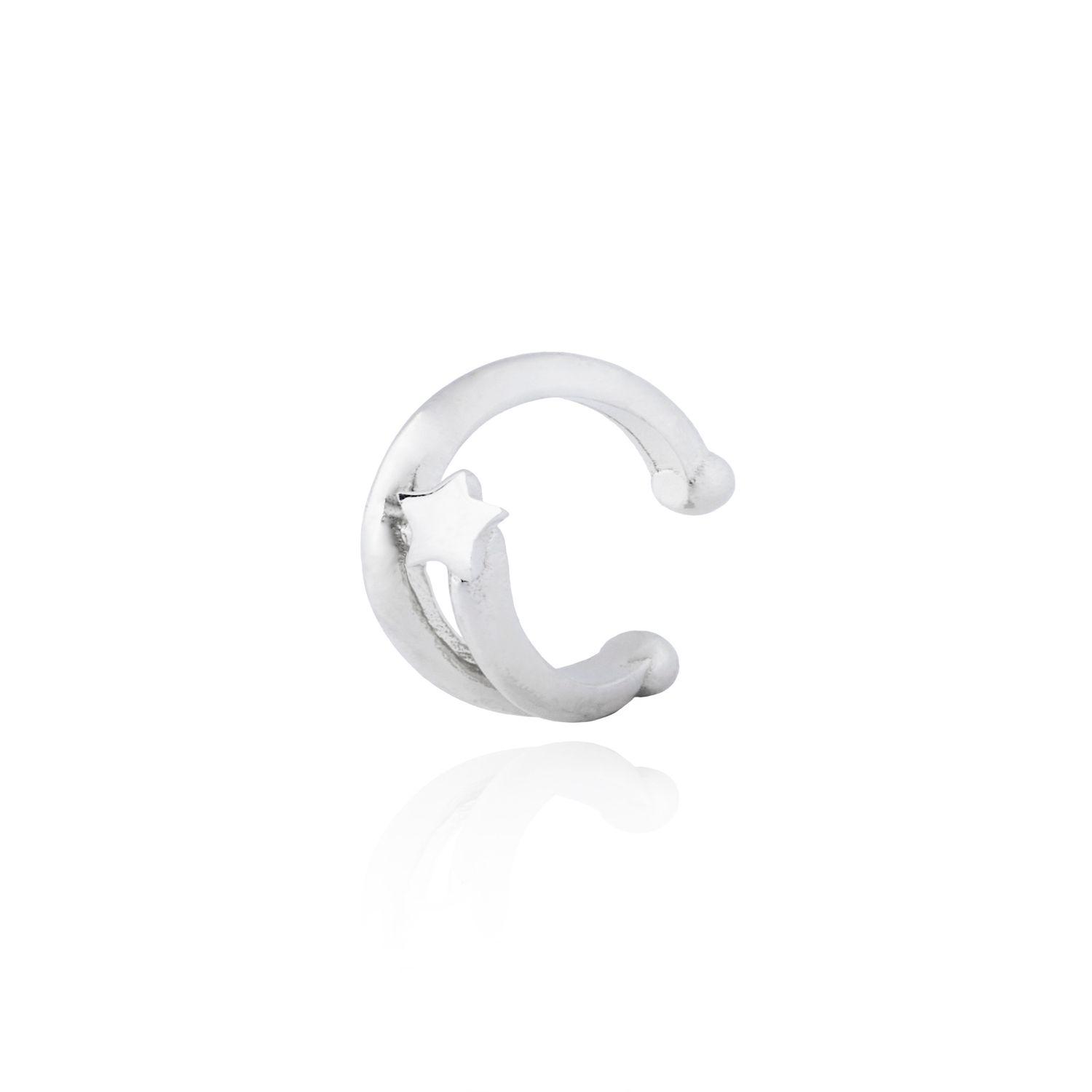 Aros de Plata Esterlina 925 Estrella Individual-0