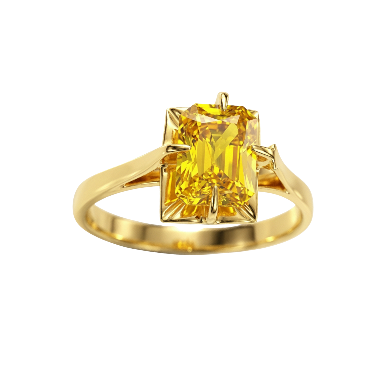 Anillo Oro 18kt Solitario Rectangular Circonita-2