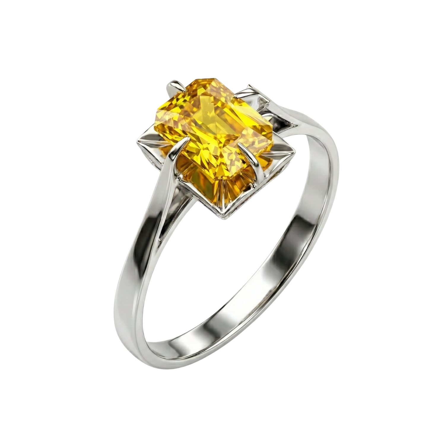 Anillo Oro 18kt Solitario Rectangular Circonita-3