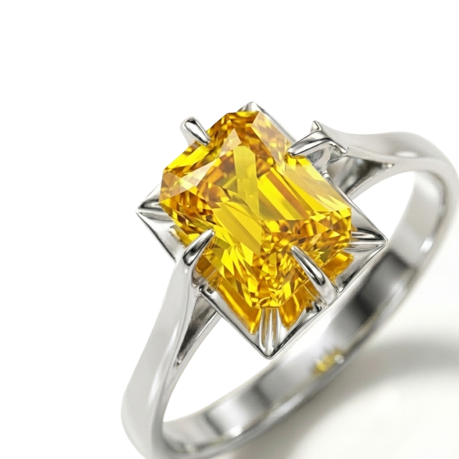 Anillo Oro 18kt Solitario Rectangular Circonita-4