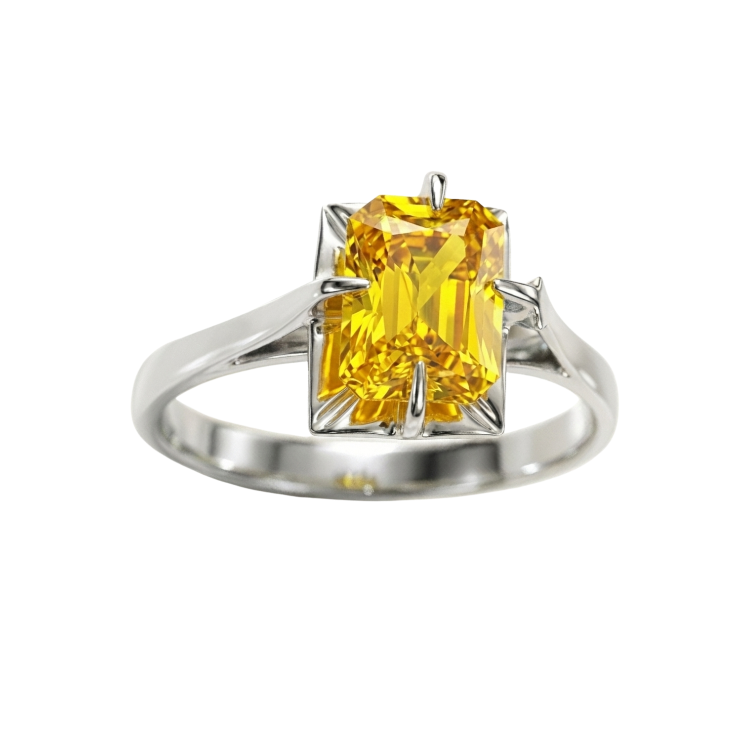 Anillo Oro 18kt Solitario Rectangular Circonita-5