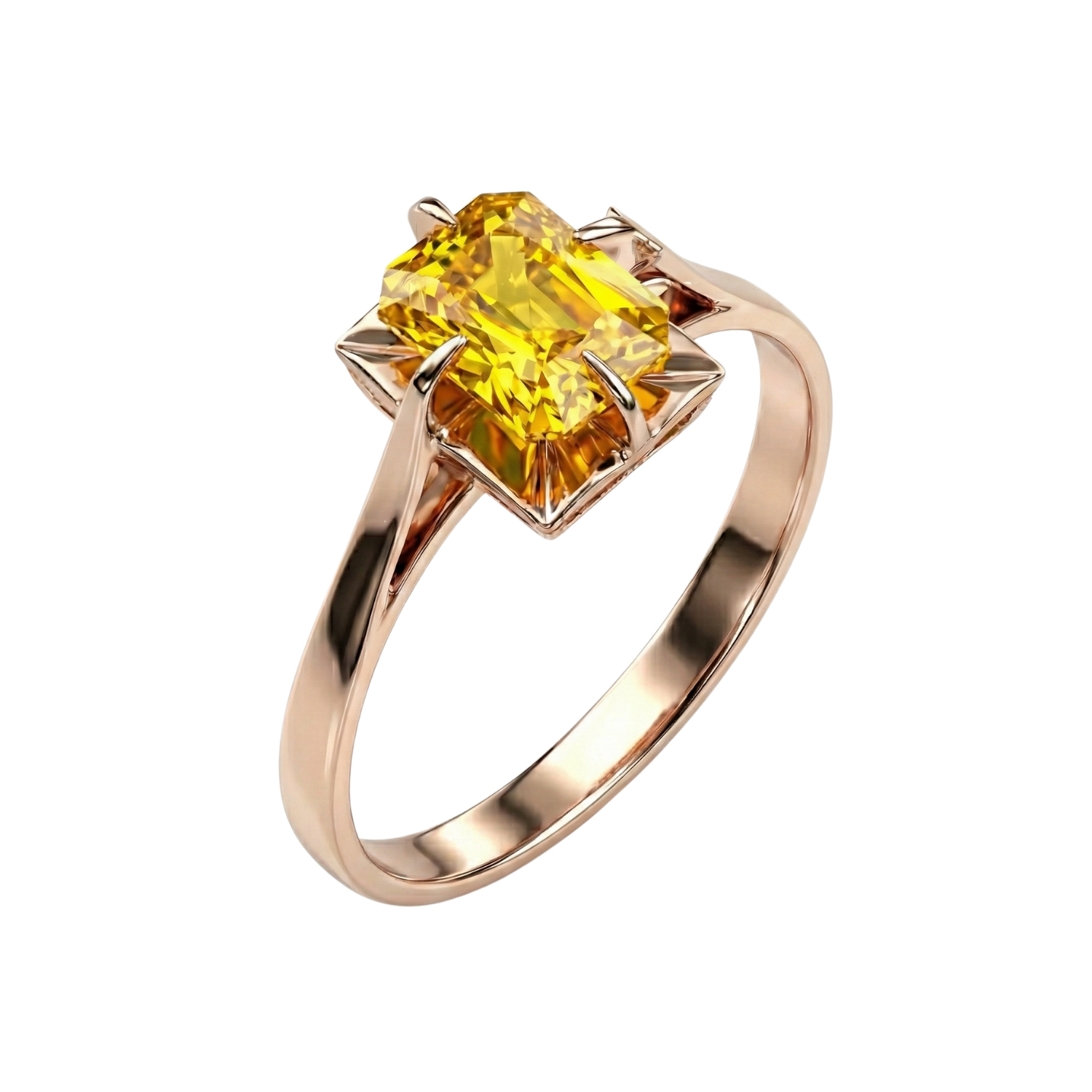 Anillo Oro 18kt Solitario Rectangular Circonita-6