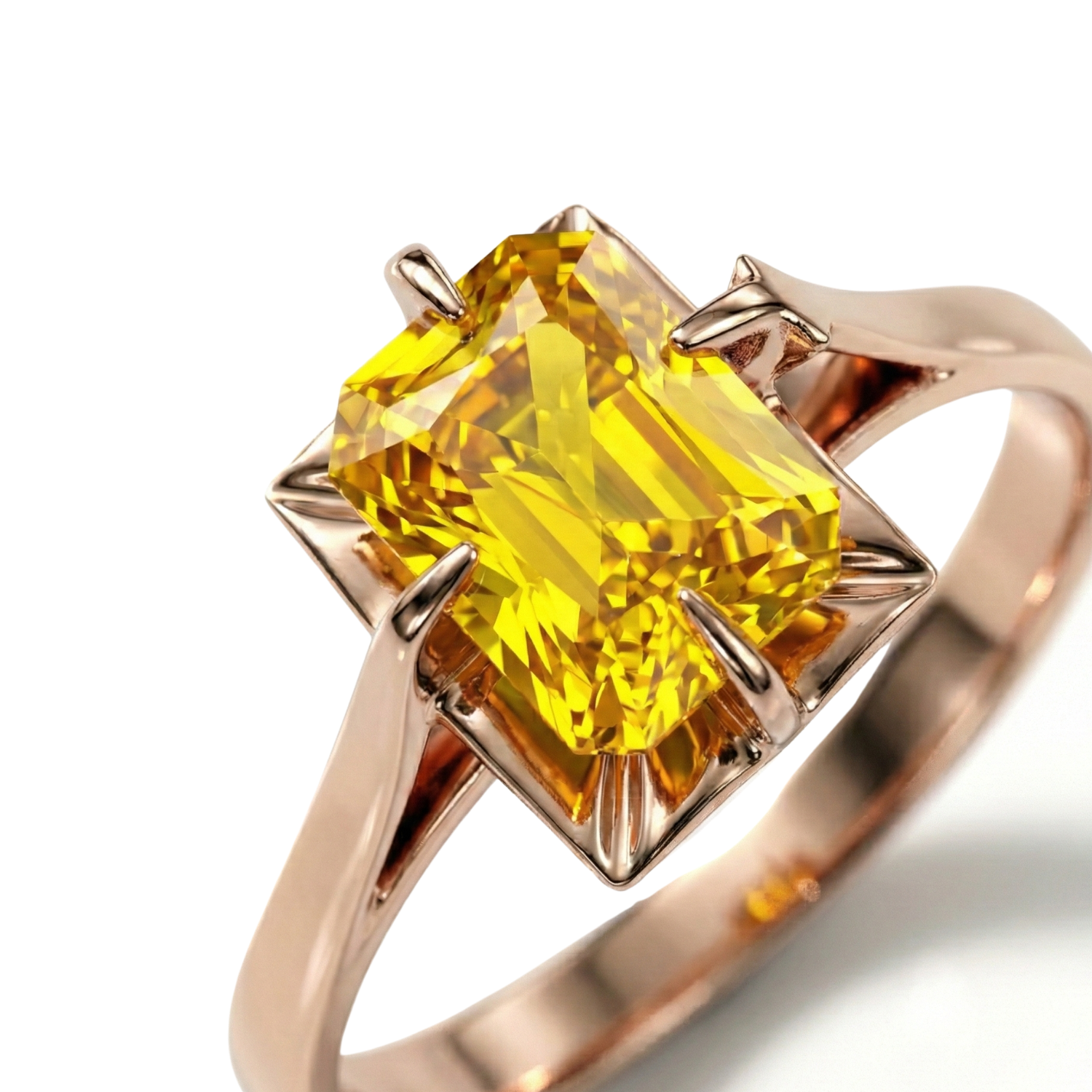 Anillo Oro 18kt Solitario Rectangular Circonita-7