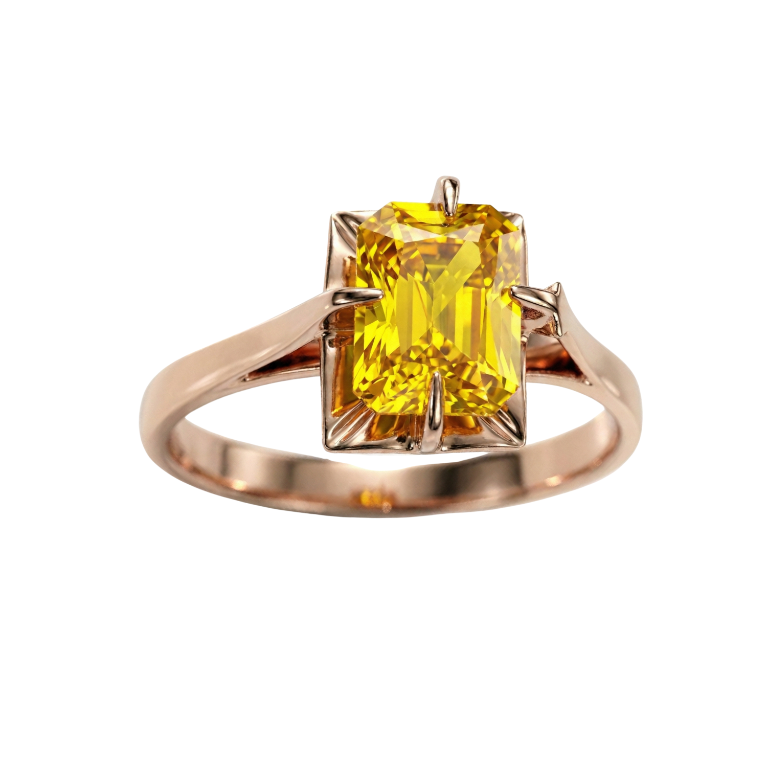 Anillo Oro 18kt Solitario Rectangular Circonita-8